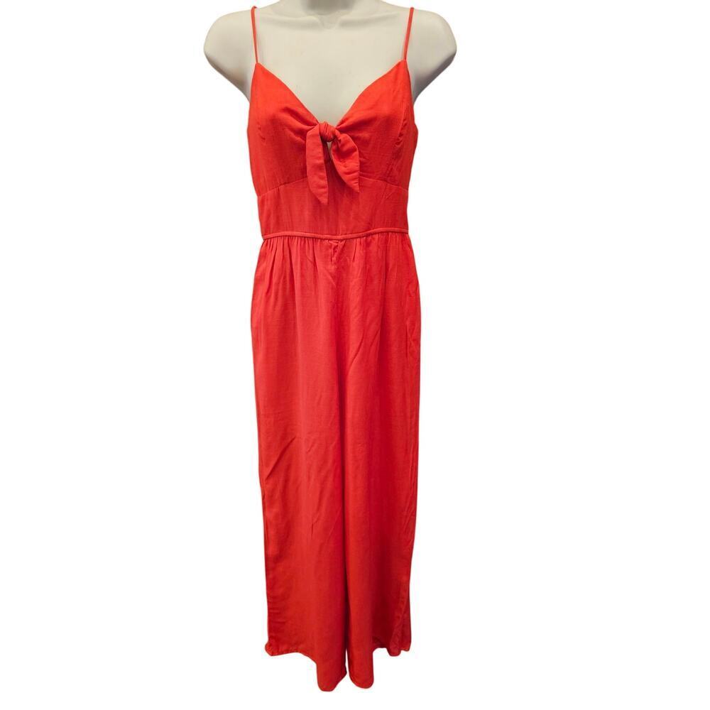NWT francesca's sz XS coralsummer jumpsuit romper pant tie front flirty girly